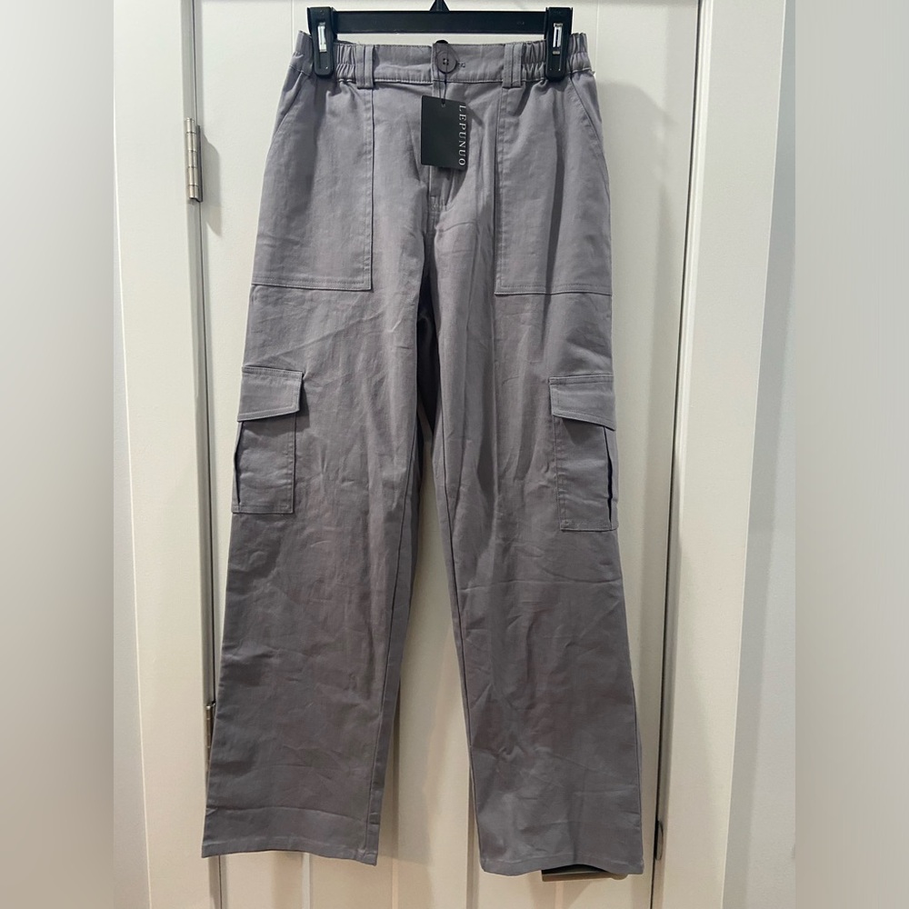 Lepunuo Gray Size 2 Cargo Pants wide leg Y2K streetwear NWT